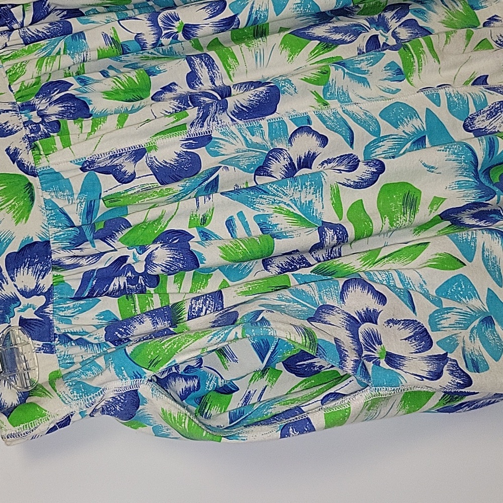 Women's Chaus Large Blue / Green & White Maxi Pullon Skirts With Pockets - Picture 4 of 5